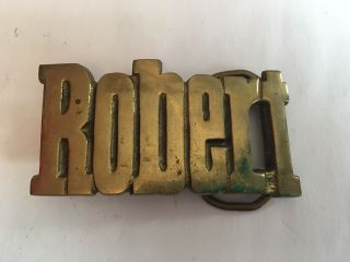 176k - Vintage Solid Brass Robert Belt Buckle Taiwan 124 - 3.  25” x 2” 3