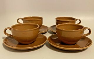 Set/4 Vintage MCM Iroquois Casual China Apricot Cups & Saucers by Russel Wright 2