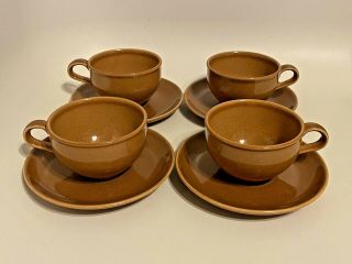 Set/4 Vintage MCM Iroquois Casual China Apricot Cups & Saucers by Russel Wright 3