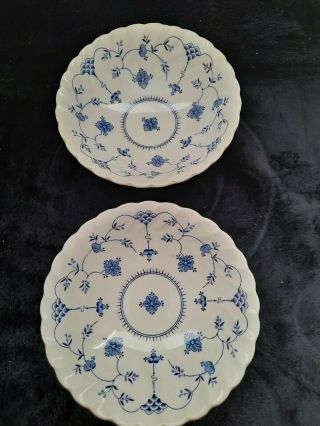 2 Vintage Myott Finlandia Staffordshire England Blue & White 6.  5 " Bowls