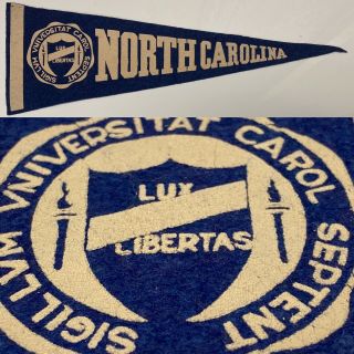 Vintage Unc North Carolina Tarheels Tar Heels University Mini Pennant 4.  75x14