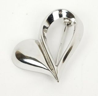 Vintage Brooch Pin Signed Beau Sterling Silver Heart