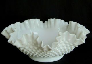 Fenton Hobnail White Milk Glass Large 12 " Bowl Pitcher & Water Set Bowl