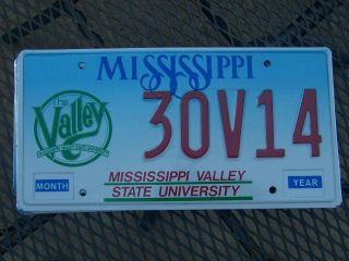 30 V 14 = Nos 1990`s Mississippi Valley State University License Plate