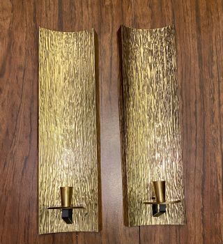 Antique Mcm Pair Mid Century Modern Gold Wall Sconce