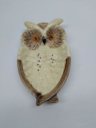 Vintage Owl Ceramic Trinket Dish Made In Japan