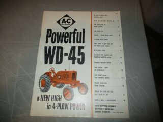 Vintage Allis Chalmers Wd45 Tractor Sales Brochure Flyer