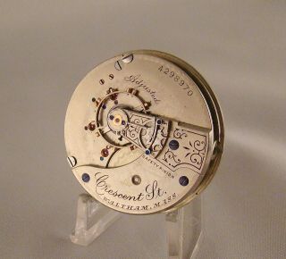 130 Years Old Movement Dial Waltham " Crescent St " 15j Open Face 18s Pocket Watch