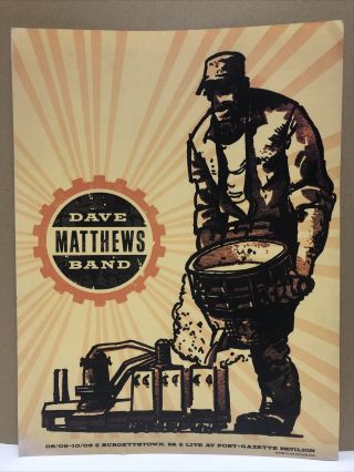 Dave Matthews Band Burgettstown,  Pa.  By The Decoder Ring Promo Poster 24” X 18”