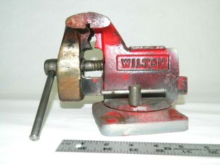 Vintage Wilton 3 - 1/2 " Jaw Bench Vise W/ 3 " Opening And Swivel Base
