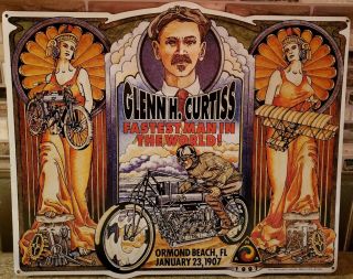 Ama Motorcycle Sign (fastest Man In The World) Glenn H.  Curtis