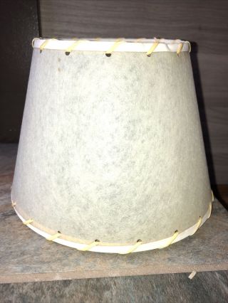 Vtg Mcm Whip Stitch Small 5 3/4” Fiberglass Lamp Shade Solid Beige Laced Clip On