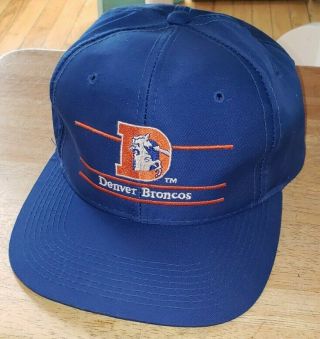 Vintage 90s Denver Broncos Split Bar Plain Logo Annco Snapback Hat Cap