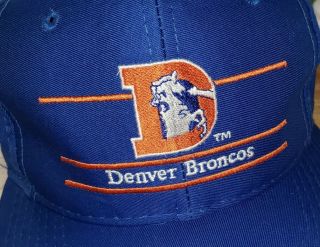 Vintage 90s Denver Broncos Split Bar Plain Logo Annco SnapBack Hat Cap 2