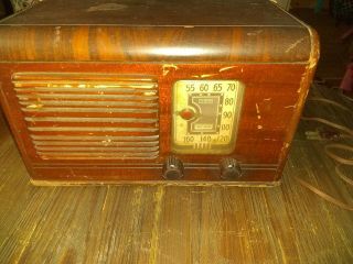 Antique Vintage Art Deco Rca Victor Wood Table Top Radio