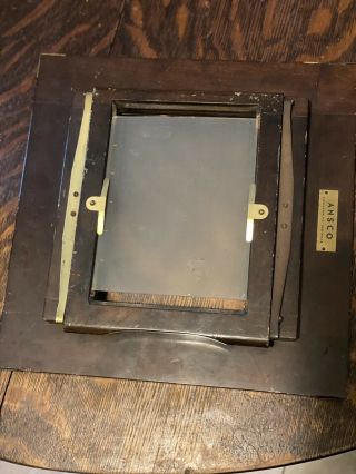 Antique Ansco Mahogany & Brass Wood Film Adapter Back Studio Camera