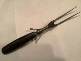 Vintage Two Prong Meat Fork 9” Inch Black Handle