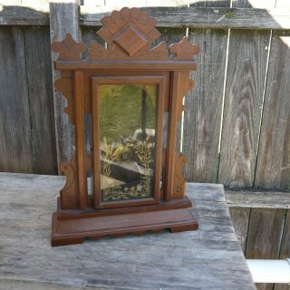 Antique American Fancy Walnut Wood Kitchen Clock Case