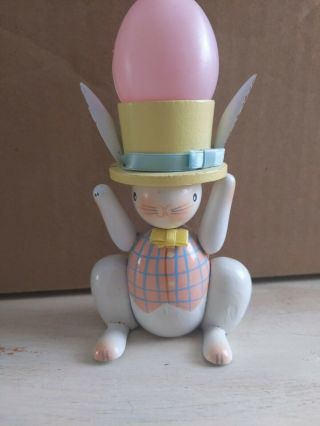 Vintage Celebrations By Silvestri Wooden Easter Bunny Rabbit Top Hat Egg Holder