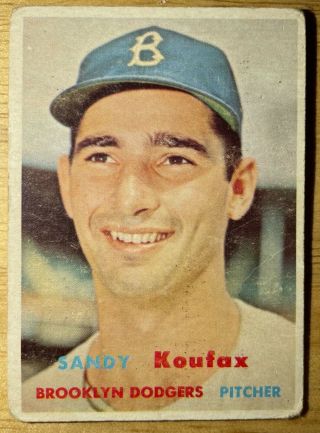 1957 Topps 302 Sandy Koufax Baseball Card Fair,  Hof Brooklyn Dodgers