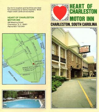 Heart Of Charleston Motor Inn Charleston Sc Vintage Travel Brochure Photos Map