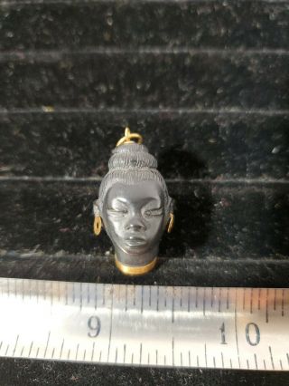 Antique Gutta Percha Ladies Head Pendant 18k Gold Antique