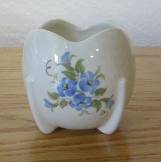 Vintage Hand Painted Cash Family Erwin Tn Pottery Blue Flowers Rose Bowl
