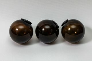 5 VINTAGE HAND BLOWN GLASS FISHING NET FLOATS - 2 CUBE SQUARES - 3 ROUND,  BROWN 3