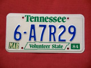 1984 Tennessee License Plate 6 - A7r29 Cond Washington County Natural