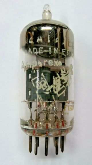Vintage Amperex Bugle Boy 12at7 Tube Grey Plate Copper Rods Halo Getter