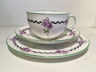 Royal Doulton Antique Violets Variation Cup Saucer Plate Bone China C1915