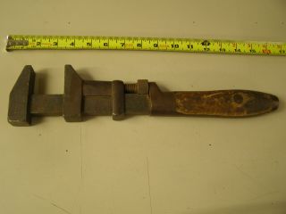 Vintage Coe’s Wrench Co.  15 Inch Wood Handle Adjustable Wrench