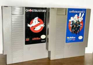 2 Vintage Nes Nintendo Game Cartridges Ghostbusters 1 & 2