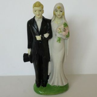 Vintage 20s Style Bisque Bride Groom Figurine Wedding Cake Topper Occupied Japan
