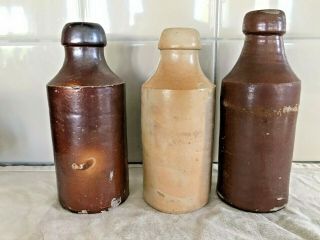 Vintage Antique Stoneware Salt Glazed Ginger Beer Bottles