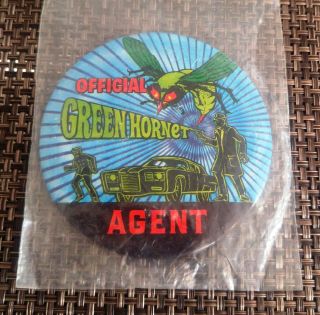 Ends Soon Vintage 1966 Green Hornet Official Agent 4 " Button Safety - Pin Back