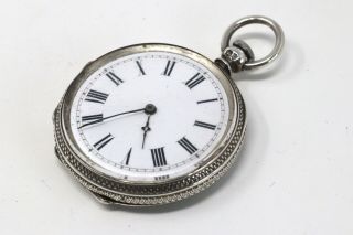 Ladies Antique Victorian C1882 Solid Silver Top Wind Pocket Watch Running
