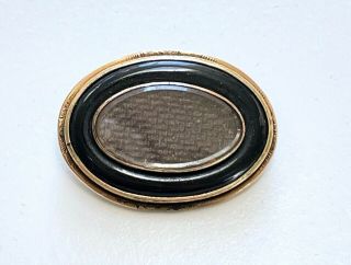 Antique Victorian Gold Filled Woven Hair Mourning Brooch 1 1/4 " G05