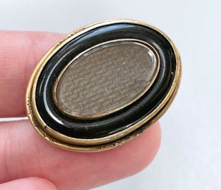 Antique Victorian Gold Filled Woven Hair Mourning Brooch 1 1/4 
