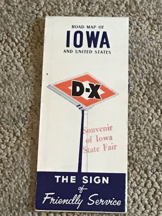Vintage D - X Oil Iowa And United States Map 1950,  Iowa State Fair Souvenir