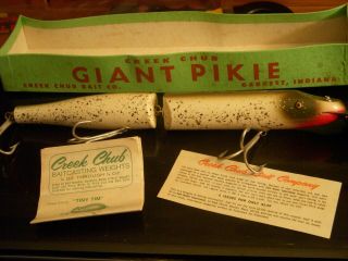 Vintage Fishing Lure Creek Chub Giant Jointed Pikie Box/lid/paperwork