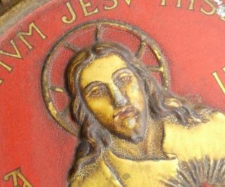 French,  Antique Religious Large Pendant.  Jesus Christ.  Sacred Heart.  Montmartre.