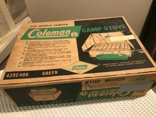 Vintage 1970s White Gas/colman Fuel Two Burner Coleman Stove 413g Green Usa