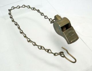 Vintage Wwii Military Regulation Us Army Brass Whistle With Chain Solid Brass