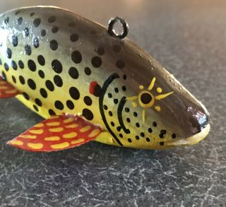 Rudy Zwieg Signed 5” Brown Trout Minnesota Folk Art Fish Spearing Decoy