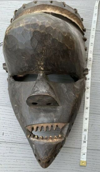 Antique African Art Wood Carved Mask 17 X10 Salampasu Congo