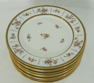Vintage T&v Limoges La Cloche Gold Trim Floral Dinner Plates 10 - 3/8 " - Set Of 10