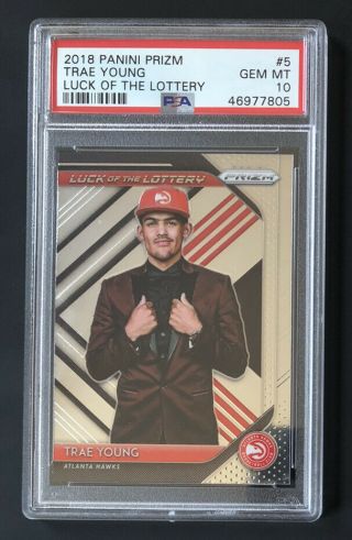 2018 - 19 Prizm Basketball Luck Of The Lottery Trae Young Rc Rookie Psa 10 Hawks