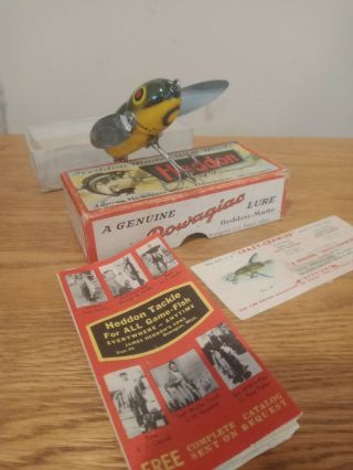 Vintage Fishing Lure Wooden Heddon Crazy Crawler Series 2100 Bull Frog C1941 - 56