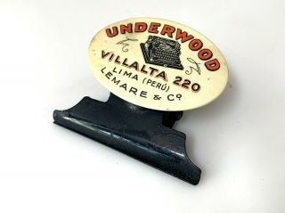 1925 Underwood Portable Typewriter Bulldog Clip Antique Lima Peru Paper Vtg Ad